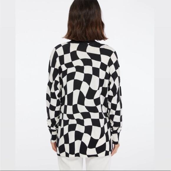 Sanctuary Cityscape Cardi Black Warped Check Button Down Cardigan Sweater XS - Picture 5 of 9